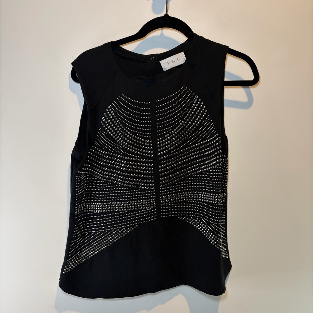 A.L.C. Black Sleeveless Studded Camisole